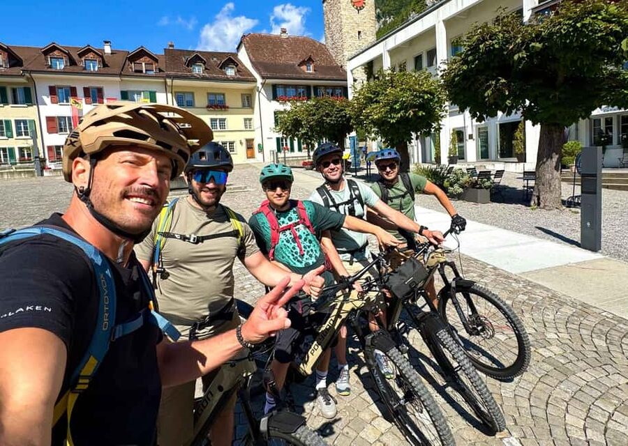 Discover Interlaken E-Bike Tour – Lakes Ruins and Views - Unspunnen Castle Ruin and the Heimwehfluh viewpoint jump