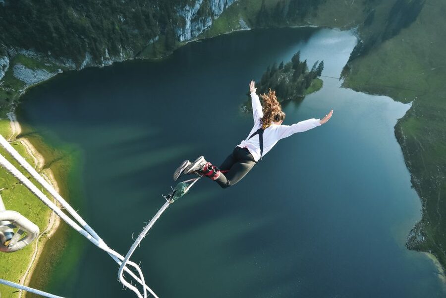 From Interlaken: Stockhorn Bungee Jump - The scenery build-up: Simmental Valley drive and Stockensee views