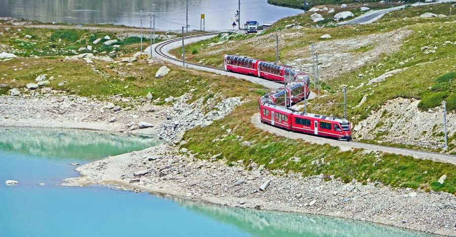 From Lake Como or Milan: Bernina Red Train Tour to St.Moritz - Lake Silvaplana and the chance of kitesurfing stunts in windy weather