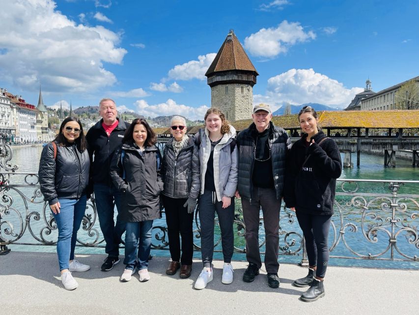 Lucerne CH Tour: Cheese, Chocolate, Chapel Bridge & Chateau - The Reuss River Walk and Chapel Bridge Water Tower, Where Lucerne’s Story Shows