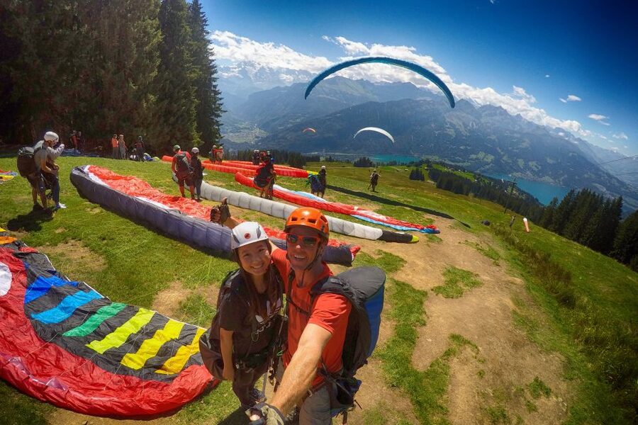 Paragliding Tandem Flight in Interlaken - From Höhematte pickup to a Beatenberg launch