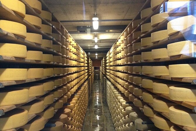 Private Gruyères Tour Including Cheese and Chocolate Factory Visit from Montreux - Le Gruyère AOP at La Maison du Gruyère and that sensory staircase