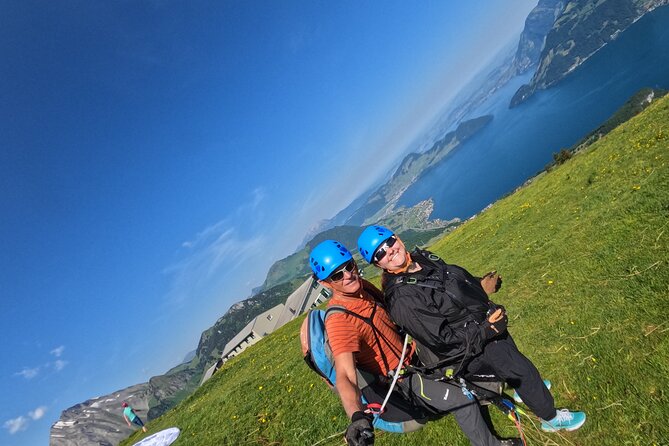 Tandem Paragliding Flight in the Lucerne Region - Landing on a Dedicated Paragliding Field