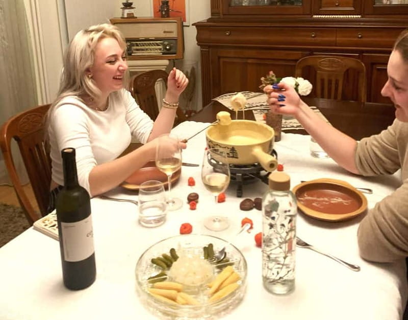 Traditional Swiss Dinner: Cheese Fondue, Appetizers/Dessert - Dessert Finale: Wähe, The Swiss Fruit Tart With Ice Cream